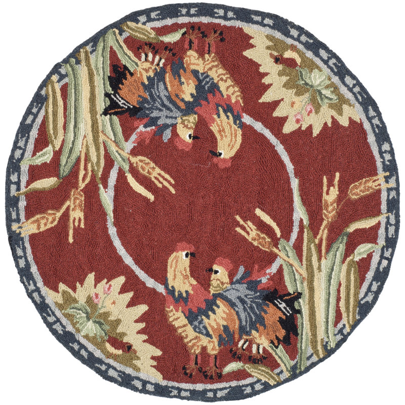 Tapis floral en laine crocheté à la main Kinchen, Rond 8 pi