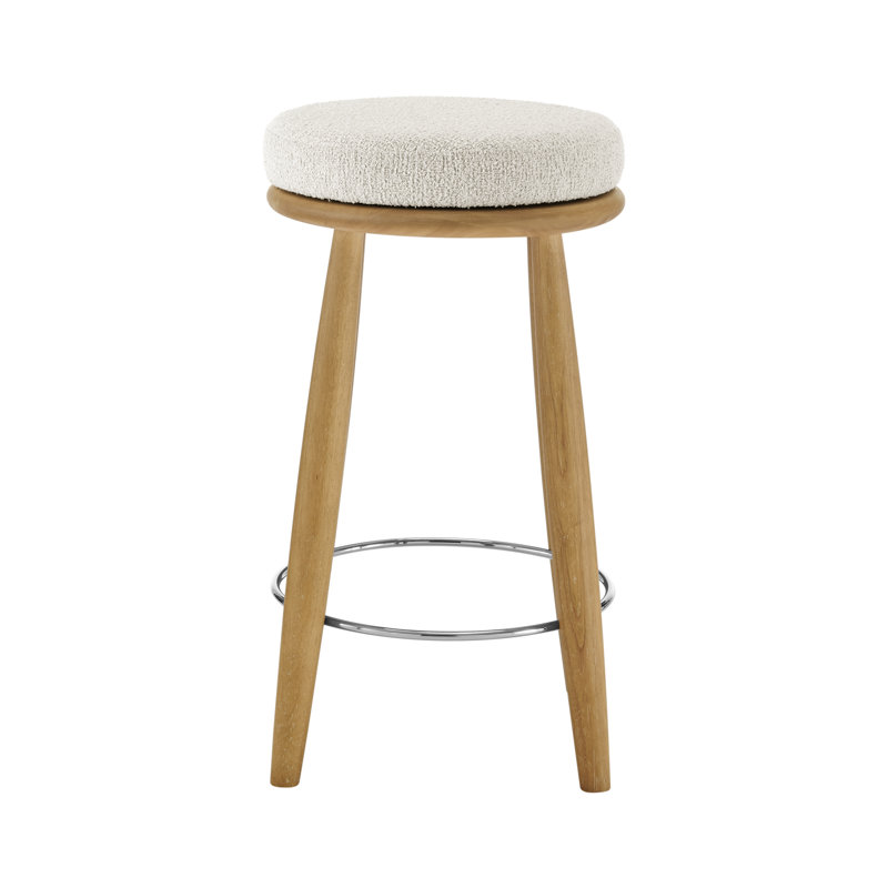 Nazrana Backless Swivel Counter Stool, Beige/Fabric