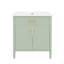 Meuble-lavabo 31 po avec lavabo, armoire de salle de bain avec portes à fermeture en douceur et tablette réglable, conception à profil courbé, pieds en bois d'hévéa-117193643