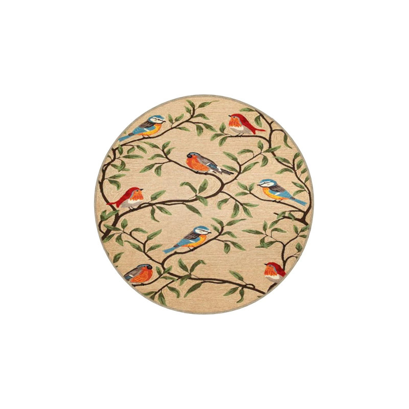 Toy Sparrow Bird Patterned Modern Patterned Woven Base Washable Carpet, Rectangle 4' x 5'11"