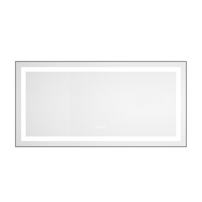 48" X 24" Wall Mounted Vanity Mirror With Led Front And Backlight, 3 Color Options, Aluminum Frame, Fog, Stepless Brightness, Ash, Bathroom Aesthetics Backlight Led, Dimmable, Ash