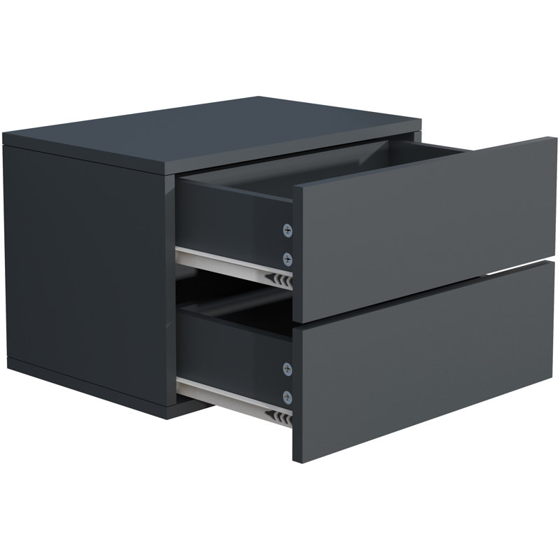 Avyion Manufactured Wood Bedside Table, 30cm H x 45cm W x 32cm D, Anthracite