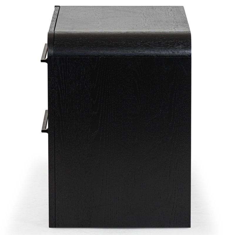Katrina Wood 2 Drawer Nightstand, Black