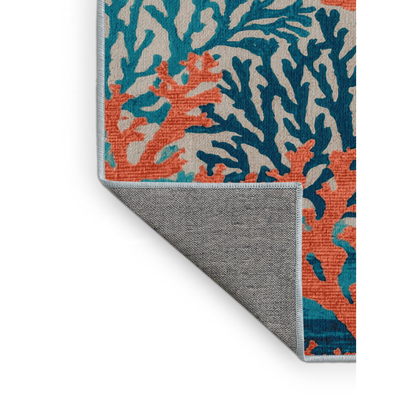  Tapis bord de mer lavable Coral Reef, Carré 8 pi