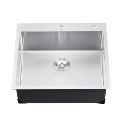 Barre d'évier de cuisine 25 po à cuve simple en acier inoxydable