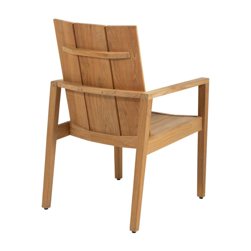 Ashland Patio Dining Armchair with Cushions, Welt, Natural Teak, Verona Fossil