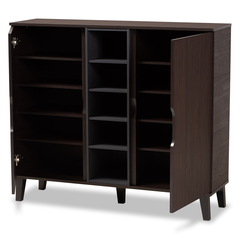 Ketter 25 Pair Shoe Storage Cabinet, Dark Brown