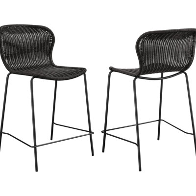Brown Faux Metal Counter Chair - Coastal Solid Back Bar Stools For Dining Room, Frame, Textured , No Arms, Enhanced Elegance Style Room Chairs With Back, Comfortable Seating Experience