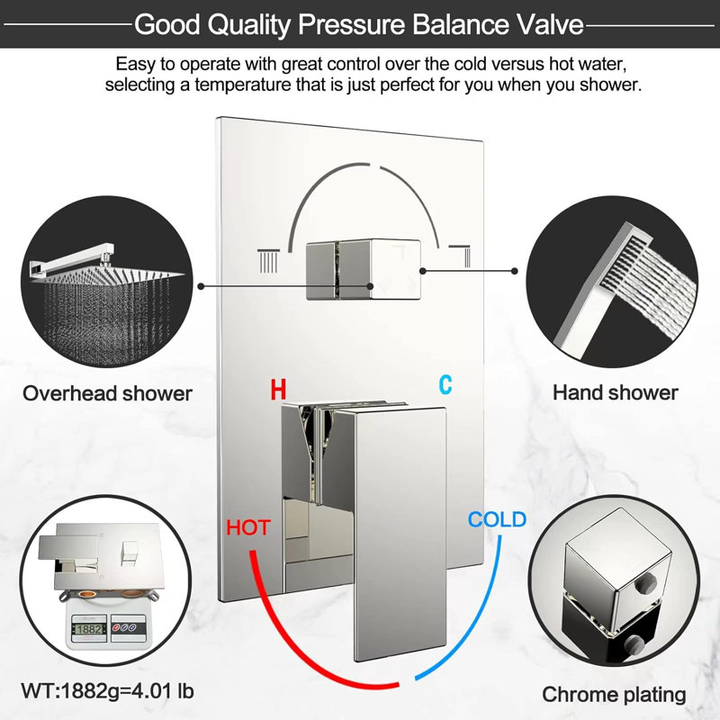 High Pressure Rainfall Shower System With Handheld Combo, Wall Mounted Shower Faucet Set With Cupc Certified Valve, Durable Brass Construction And Easy Installation