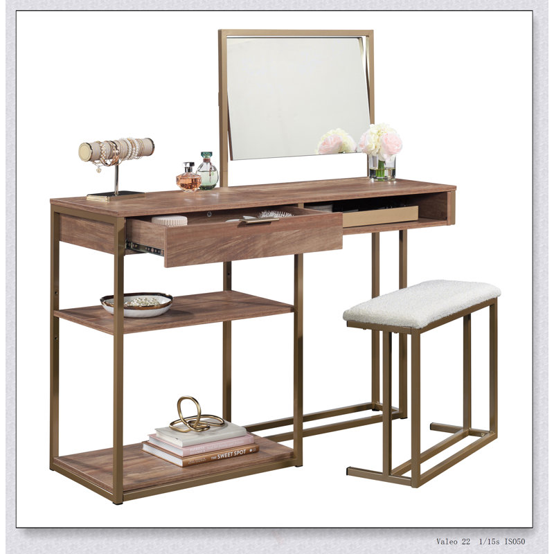 Chic Modern Vanity With Spacious Drawer And Open Shelves For Stylish Storage And Organization