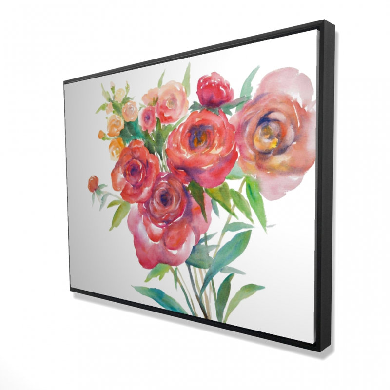 Aquarelle, bouquet de fleurs, reproduction sur toile