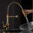 Enticing Gold Kitchen Sink Faucet With Pull Down , Single Lever Function, 360-Degree Rotating Spout, Stream & Spray Option, Brass Body Charming Commercial Head, Handle Setting, Turning Ceramic