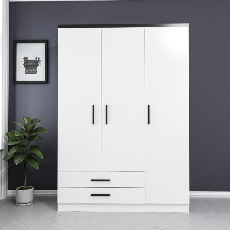 Armoire moderne blanche 53,1 po x 74,8 po x 20,5 po | 100% panneau de particules enduit de mélamine, épaisseur: 0,7 pouce | Solution de rangement élégante pour la chambre à coucher, design durable et élégant, parfaite pour organiser les vêtements et les accessoires