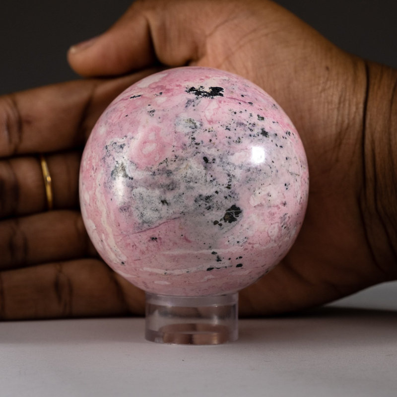 Polished Rhodonite Small Sphere from Peru, 2.5"