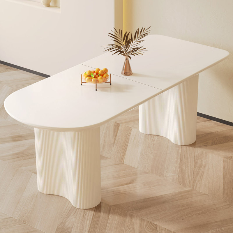 Ensemble de table de salle à manger 70,86 "rectangulaire blanc crème avec 8 chaises pour la cuisine, le bar et le salon