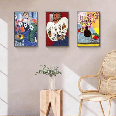 Reproduction d'art encadrée, "Lys et femme en blanc" par Henri Matisse