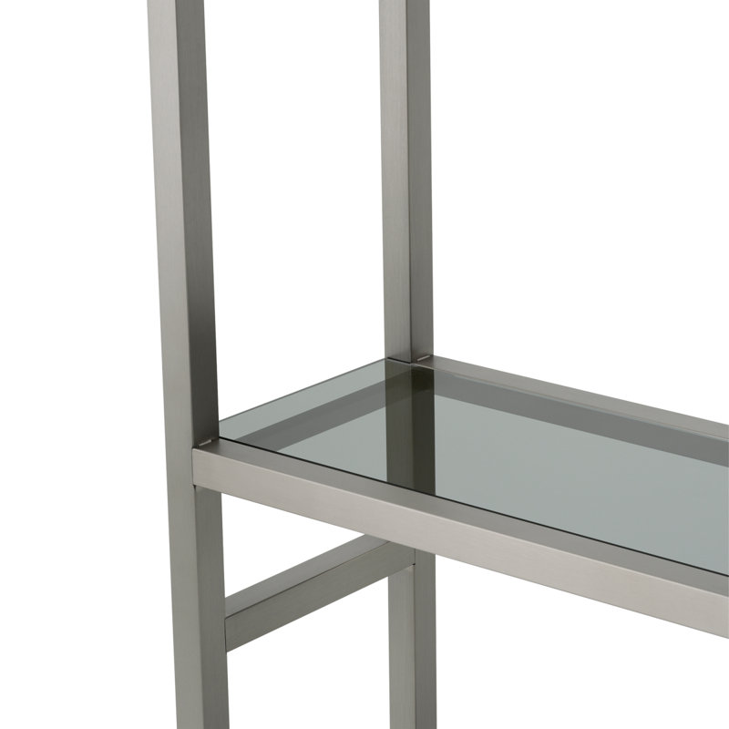 Corrado II Bookcase, Black/Brushed Steel/Smoke