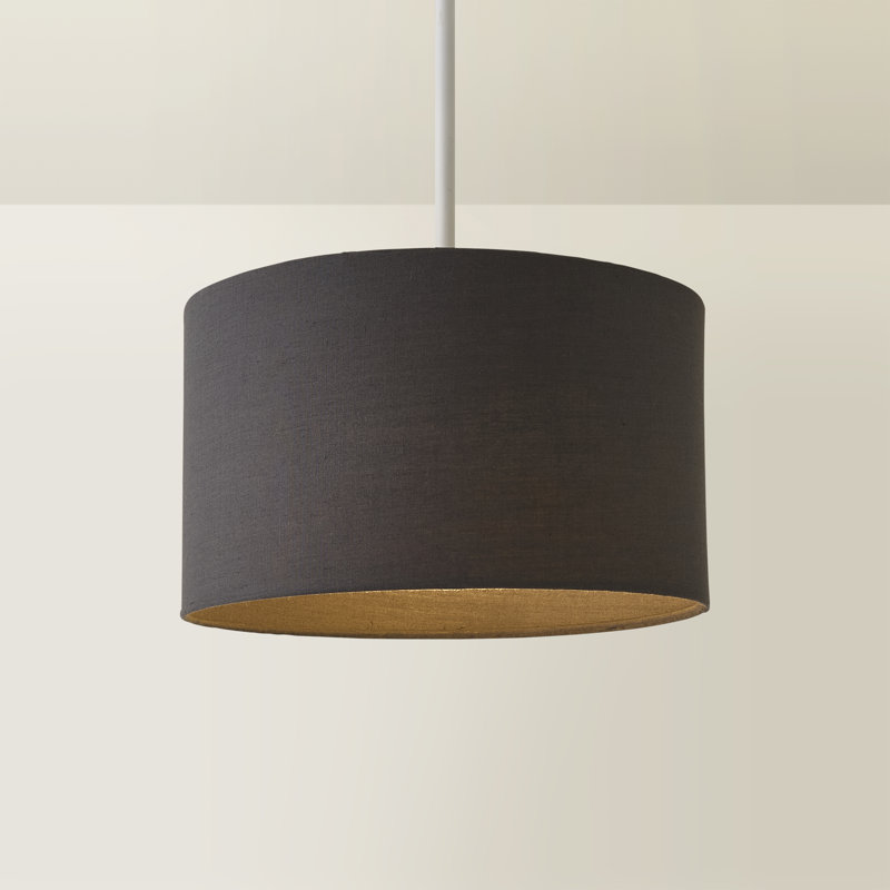 27.5cm H Cotton Drum Pendant Shade ( Screw On ), 25cm H x 45cm W x 45cm D, Charcoal