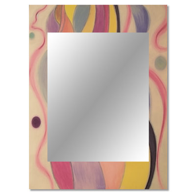 Shadow Dance Yellow & Pink Vintage Illustration I - Abstract Painting Unique Wall Mirror, Yellow Mirror, Printed Metal Art