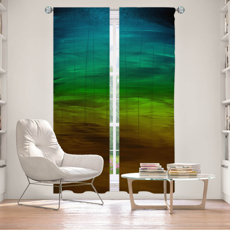 Jemine Room Darkening Curtain Pair, Teal, 20" W x 82" L