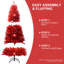 Sapin de Noël rouge vif de 1,5 m, 624 branches fournies, déploiement automatique des branches articulées, structure métallique stable, 154 cm, montage facile et réaliste, support robuste