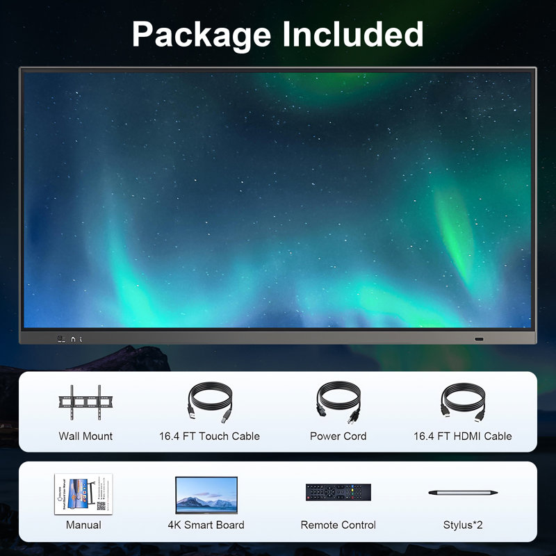 JYXCN 49 "Smart Board for Classroom, Casting sans fil à écran tactile numérique de 1 080p