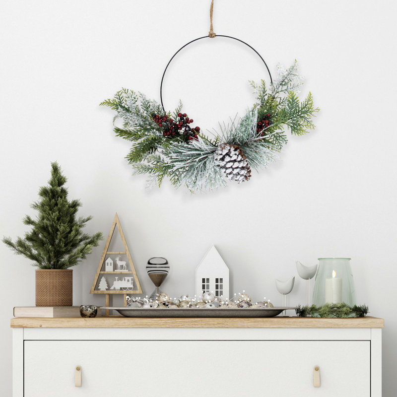 Frosted Pinecone and Berry 16'' Artificial Christmas Wreath