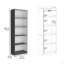Bibliothèque à 4 niveaux Vinton avec rangement moderne pour livres et décoration, gris mat / blanc-65823857