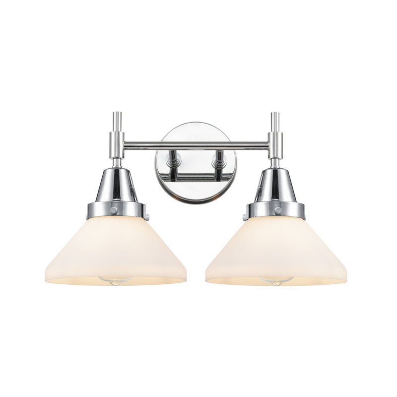 Éclairage de salle de bain à intensité variable 2 lumières Amede, Blanc mat, Chrome poli, Pas d'ampoule