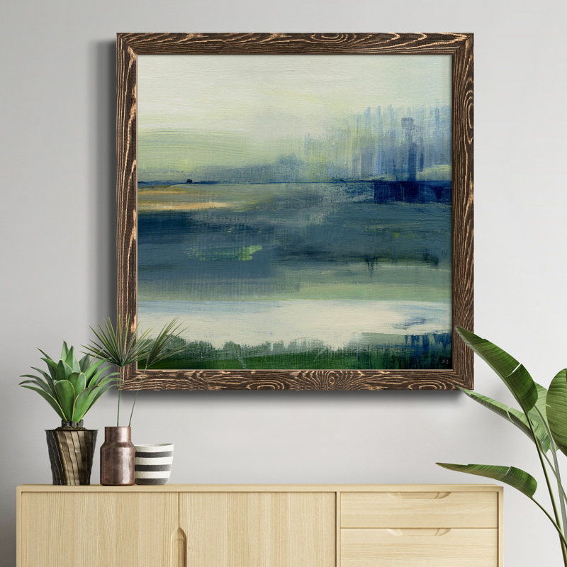 Golden Perfume I - peinture sur toile encadrée, H 17 po x l 17 po x P 1,5 po, Encadré de bois de noyer