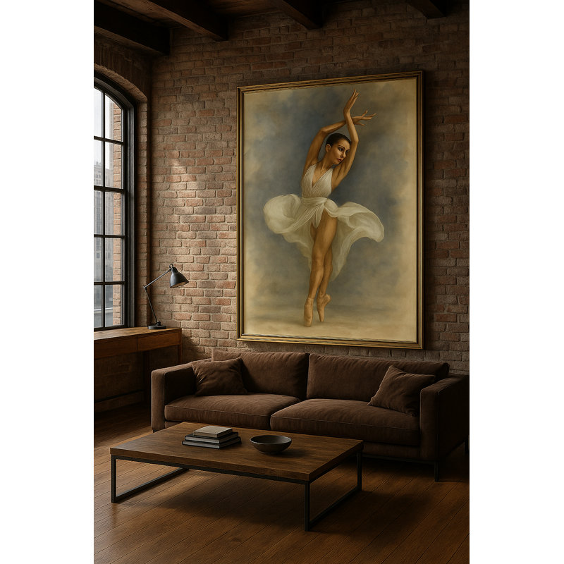 Ethereal Ascension - Limited Edition Ballet Fine Art Print Framed Canvas Wall Art by Kasian Art Studio - Brown Frame, Brown