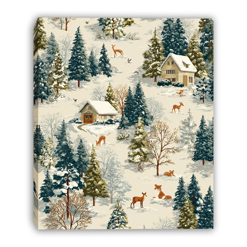 «Winter Woodland Haven», art mural sur toile tendue, 24 po x 36 po
