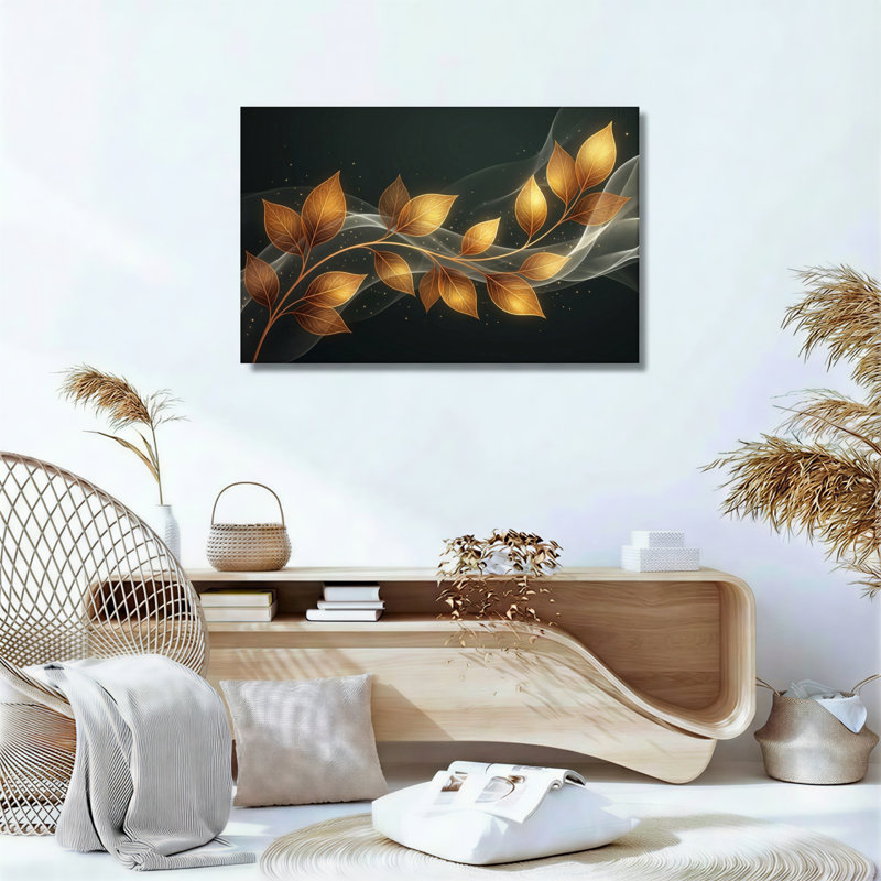 Golden Leaves, reproduction d'art sur toile, ensemble de 1, Wrapped Canvas, 16"H x 24"W