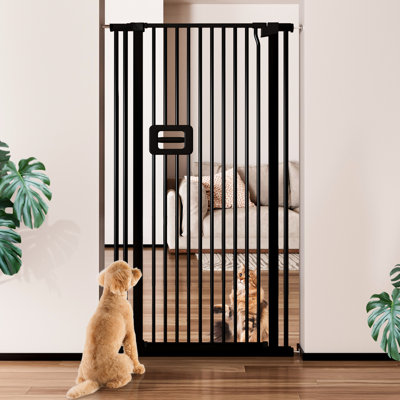 Barrière pour chat très haute de 55 po Mestuel, barrière pour chat de 29,5 à 34,25 po pour portes / escaliers et couloirs, barrière pour chat très haute avec ensembles d'extension à fermeture automatique de 2,75 po, montage sous pression sans perç