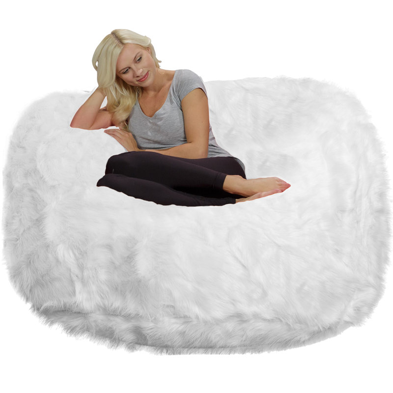 Fauteuil à billes - Grand fauteuil en fausse fourrure classique rembourré de mousse à mémoire de forme rembourrée avec fauteuil amovible avec housse amovible et lavable à la machine - Fauteuil à billes Big avec housse en microfibre douce - Fauteuil