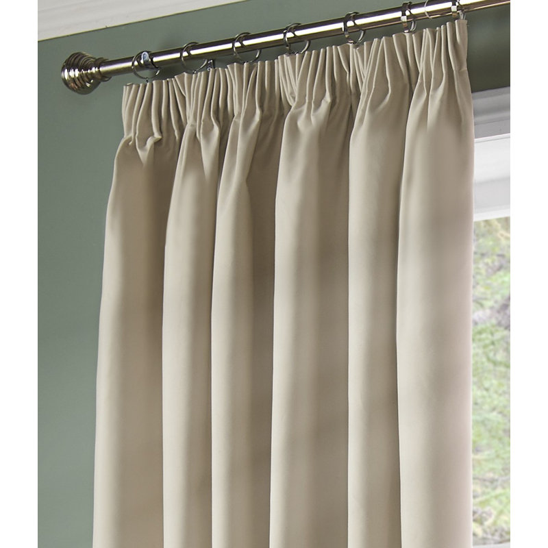 Beauvallon Blackout Thermal Pencil Pleat Curtains, 104 W x 137 D cm, Cream