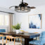 Harney 42" 3 - Blade Retractable Blades Crystal Ceiling Fan with Remote Control and Light Kit Included