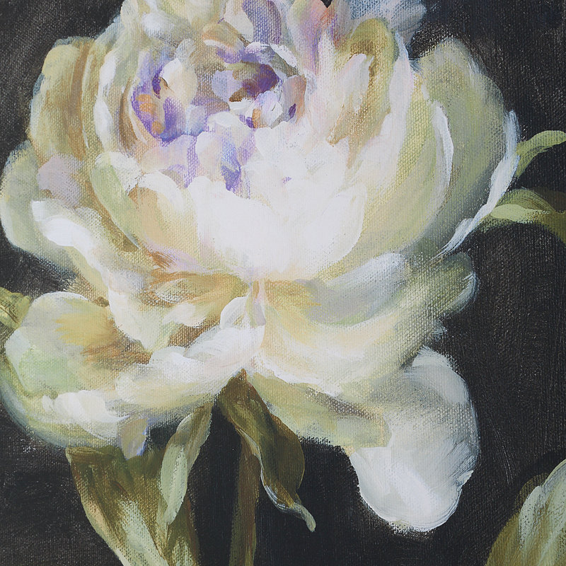 Florals On Black Framed Prints, Set/4