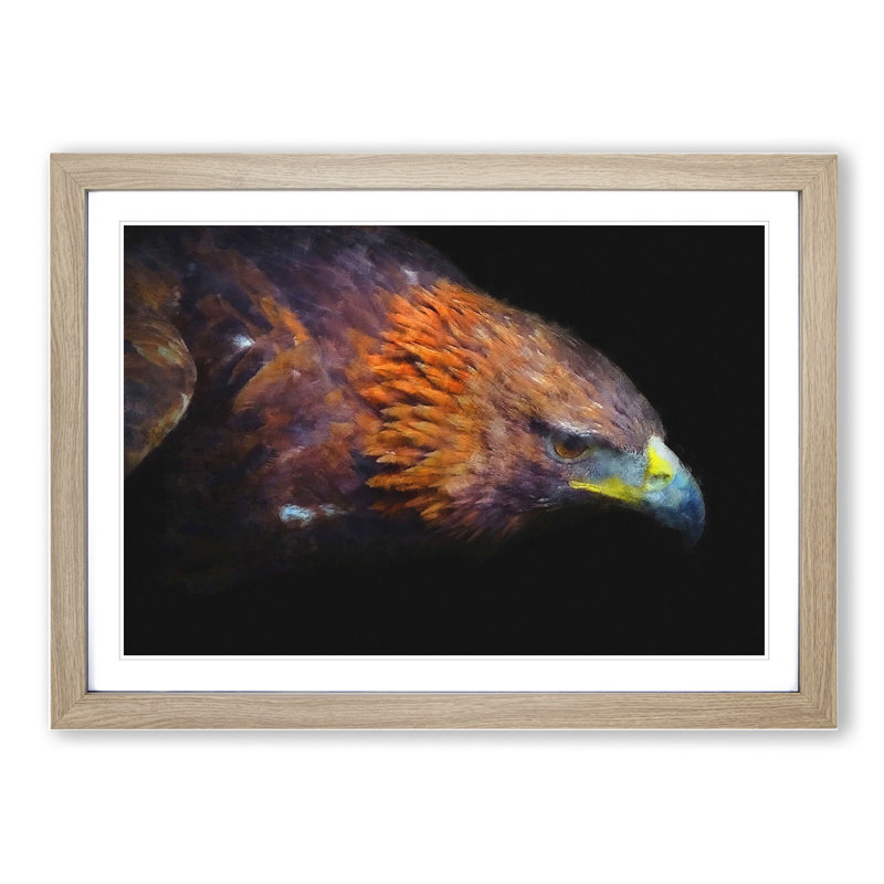 Golden Eagle Vol.3 - Picture Frame Painting, 36cm H x 48cm W x 2cm D, Oak Framed