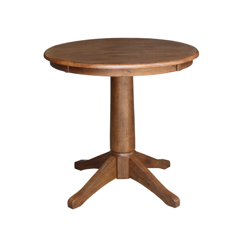 Imilia Solid Wood Pedestal Dining Table, 29.9" H x 30" L x 30" W, Distressed Oak