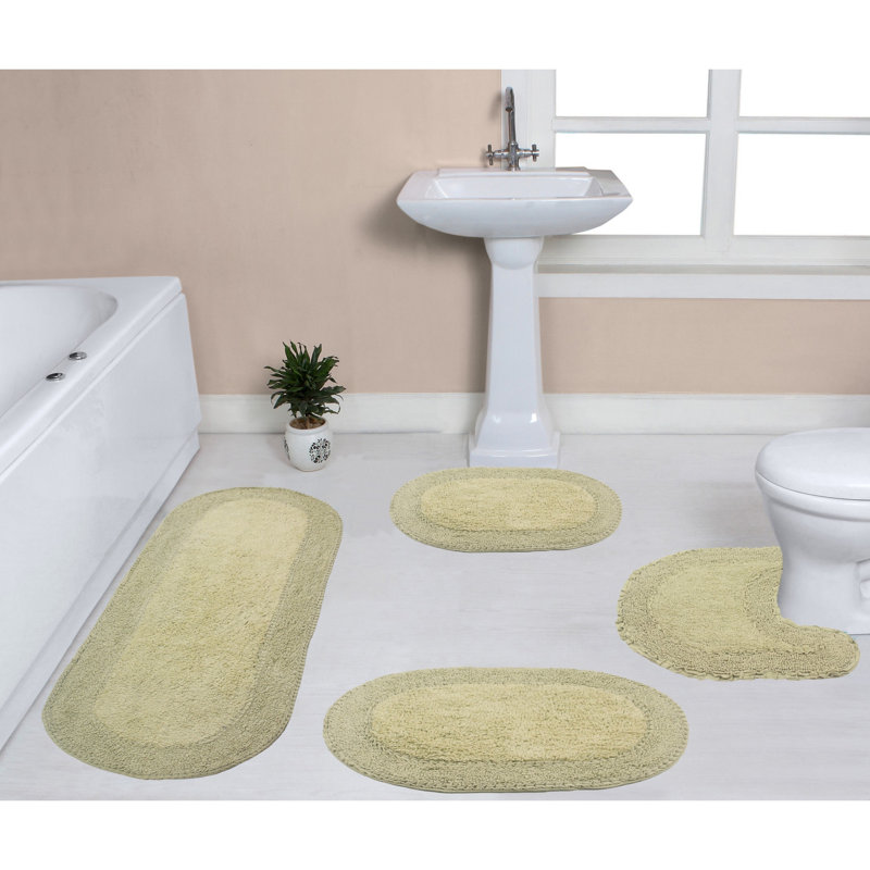 Traci 100% Cotton Bath Rugs (Set of 4), Sage