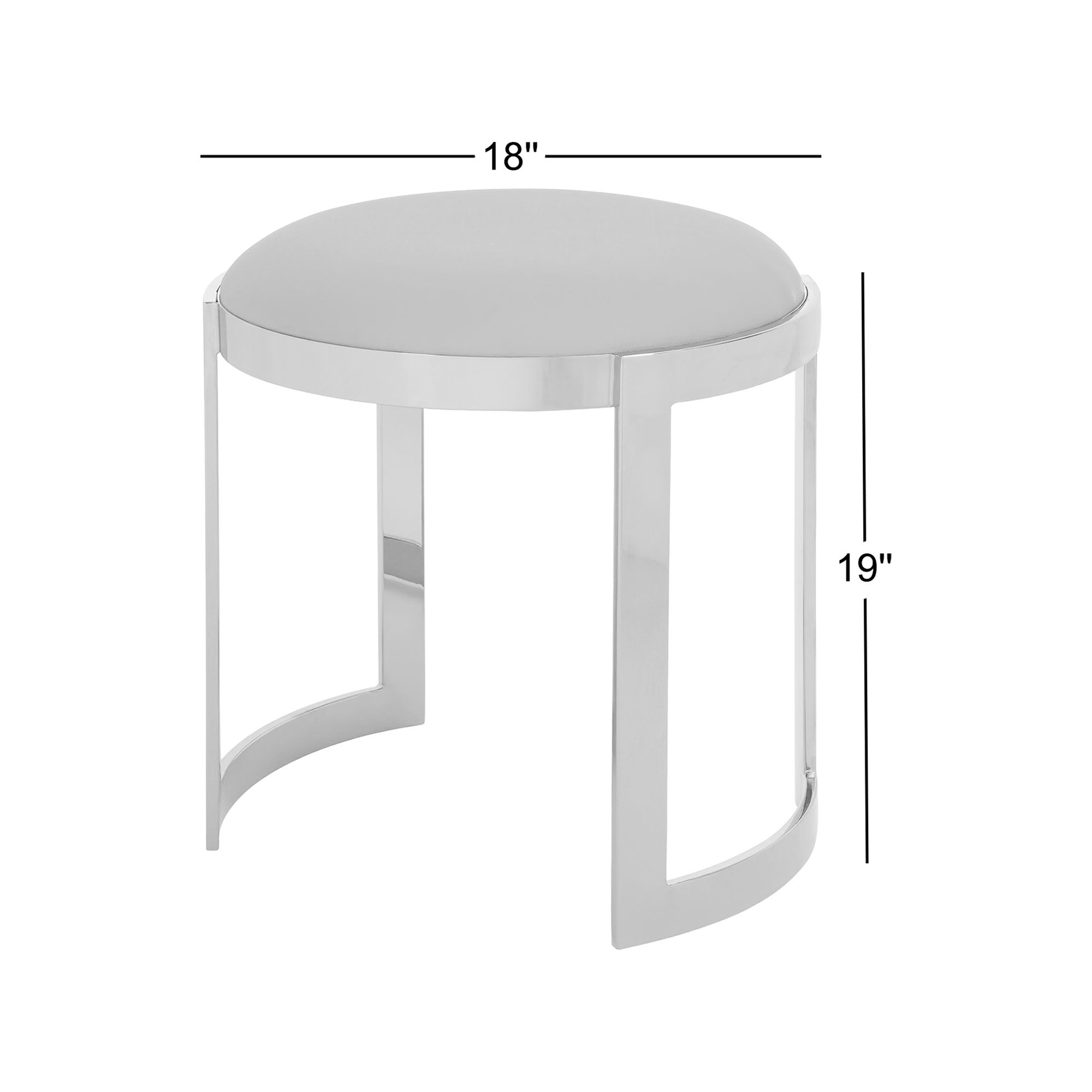Nouri Accent Stool, White Faux Leather, Silver 