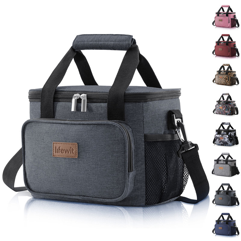 Grand sac fourre-tout isotherme avec sac de déjeuner, 12 canettes (8,5 l), Noir
