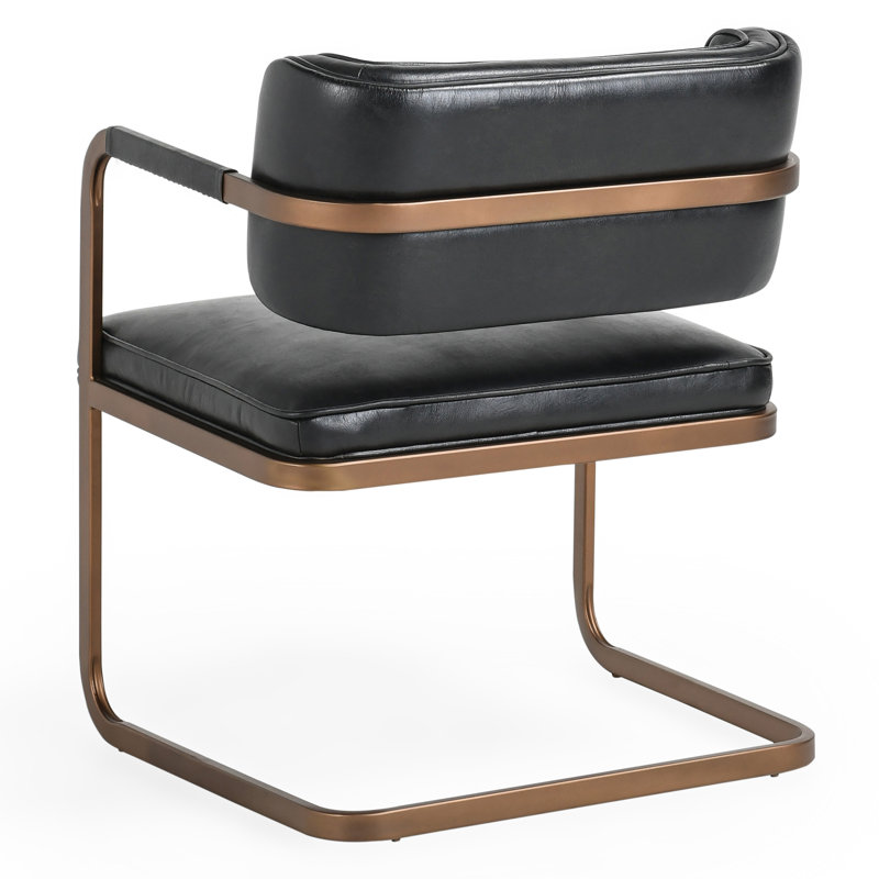Fonda Leather Dining Chair, Black/Copper