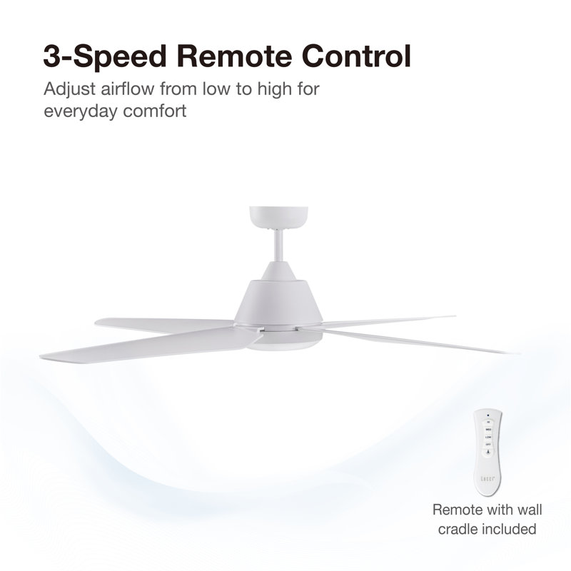Aria 52in 4-Blades Indoor/Outdoor Ceiling Fan with Remote Control and Light, White