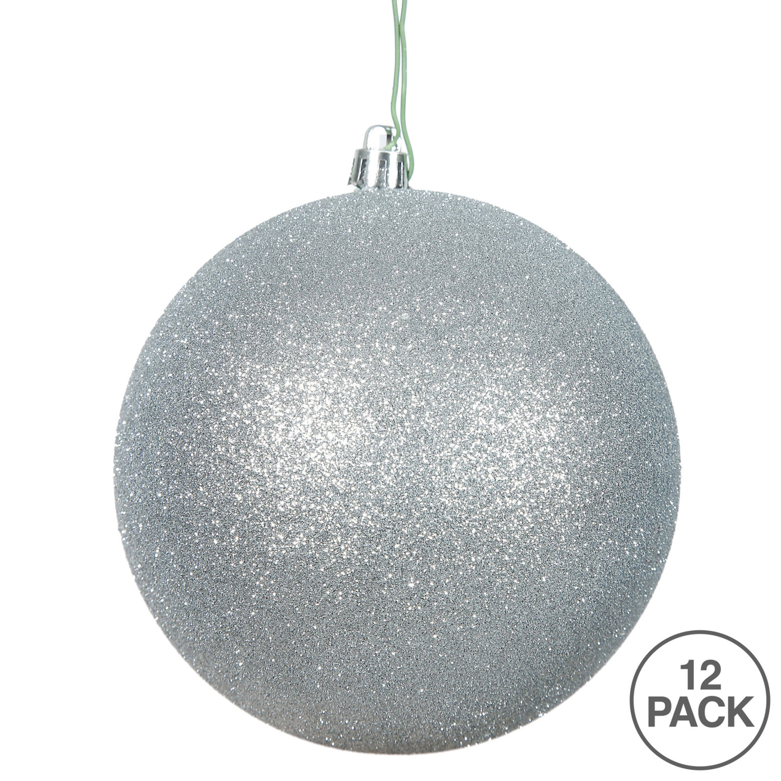 Holiday Décor Ball Ornament, 2.75" H x 2.75" W x 2.75" D, Silver Glitter
