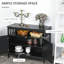 Black Sideboard Buffet Cabinet With Large Storage Space And Adjustable Shelf In 2-level Open Compartment For