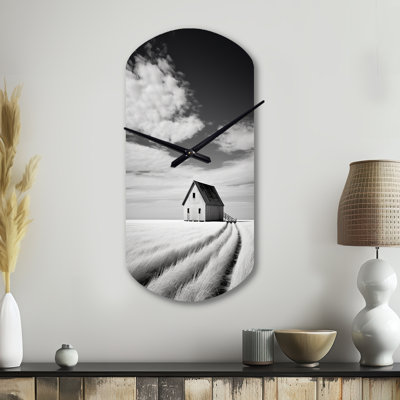 Horloge murale cylindrique en métal noir et blanc