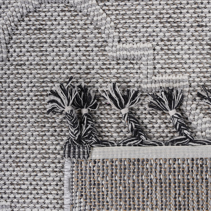 4X6 Trellis Area Rug Loom & White/Grey - Stain , Non-Shedding, 8.58 Pounds Glossy