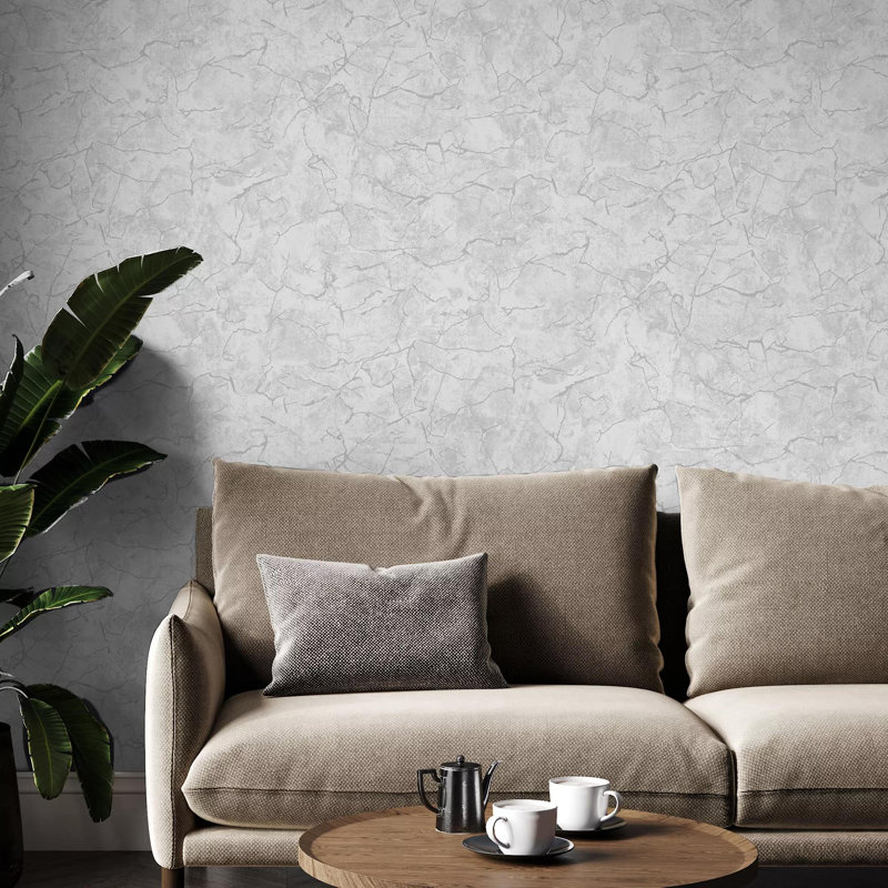 Boutique Carrara Textured Plain Wallpaper, Grey